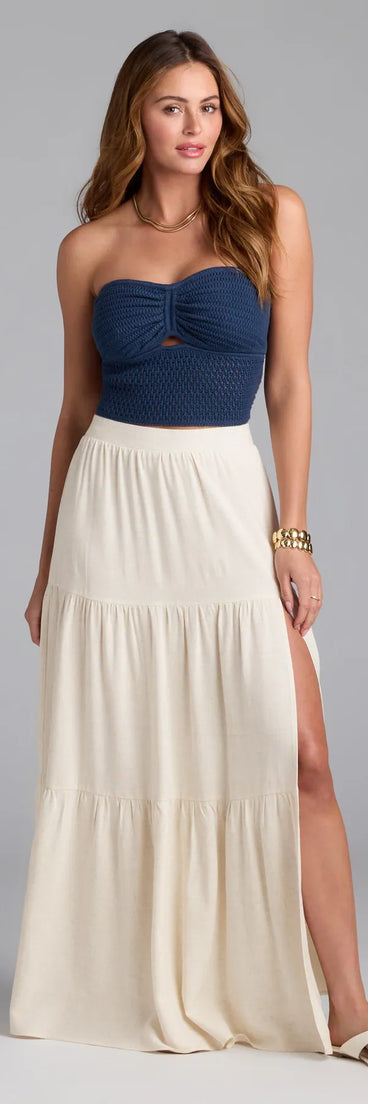 Get inspired with the Coastal Breeze Linen High Slit Maxi Skirt, a feed-worthy natural piece that’s part of Windsor's updated and curated women’s clothing edit packed with must-have fall outfit ideas.