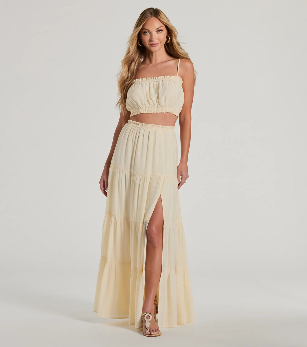 Romance For Two High Rise Slit Maxi Skirt | Windsor