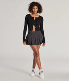 Preppy Chic Drop Waist Pleated Corduroy Mini Skirt