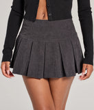 Preppy Chic Drop Waist Pleated Corduroy Mini Skirt