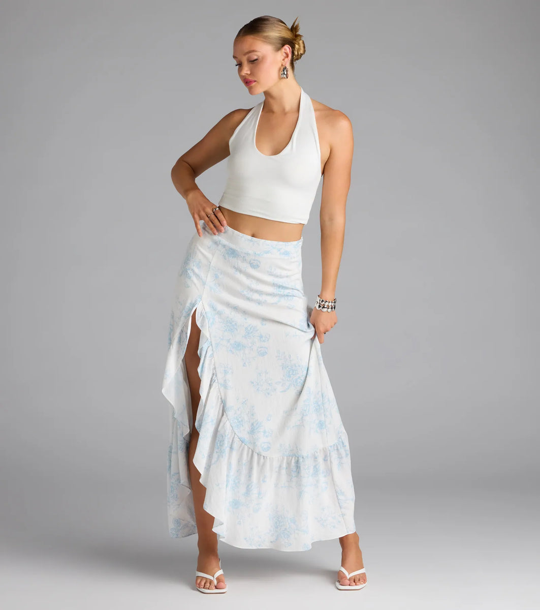 Whimsical Essence Ruffled Floral Maxi Skirt | Windsor Whimsical Essence Ruffled Floral Maxi Skirt | Windsor