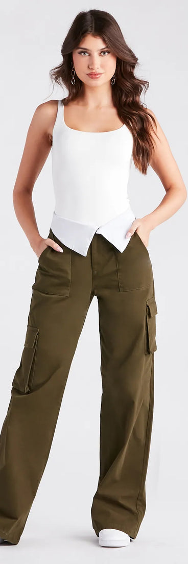 Cool Vibes Fold-Over Waist Cargo Pants
