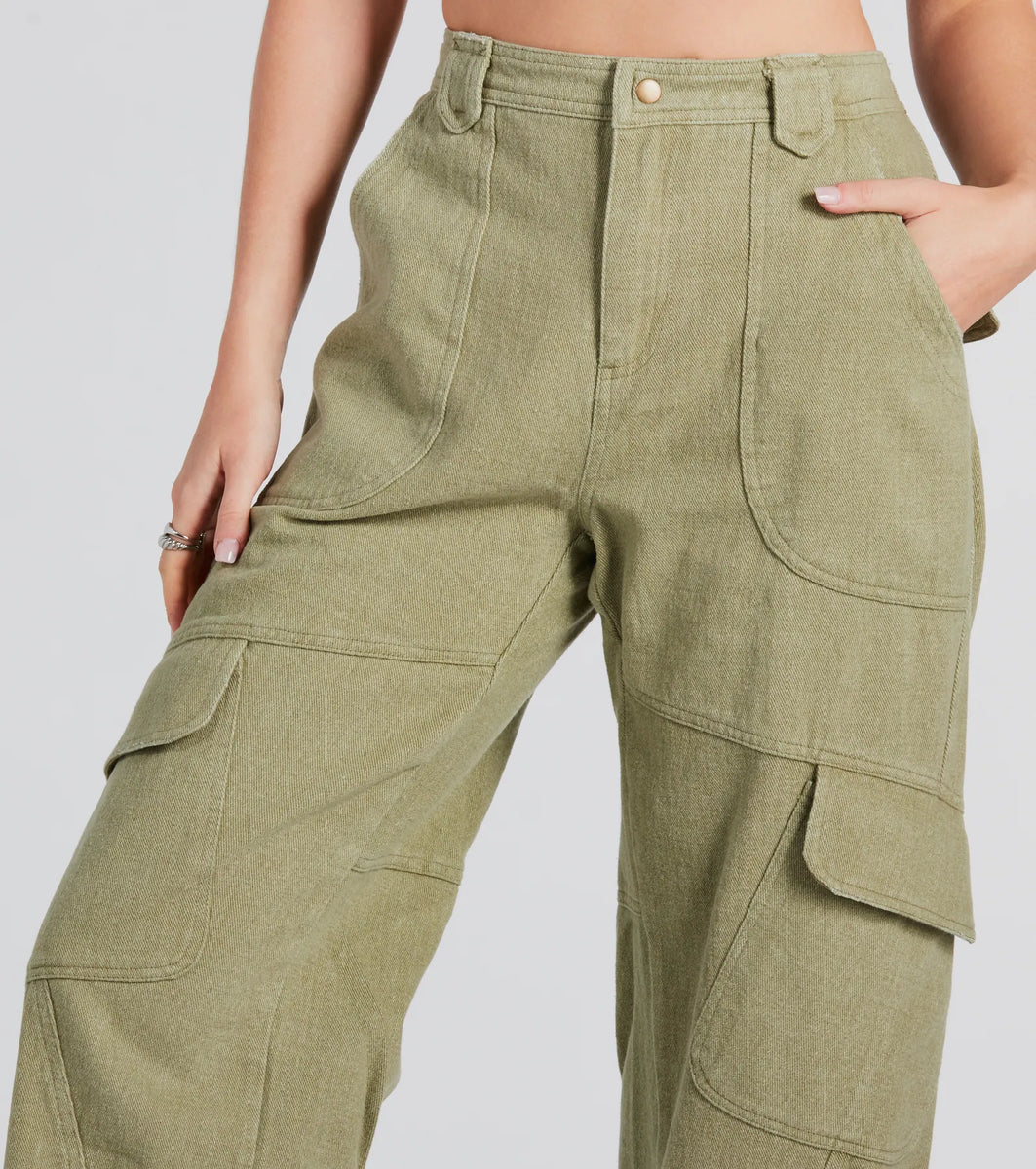 Colorful Quick Dry Cargo Wide Leg Cuffed Pants