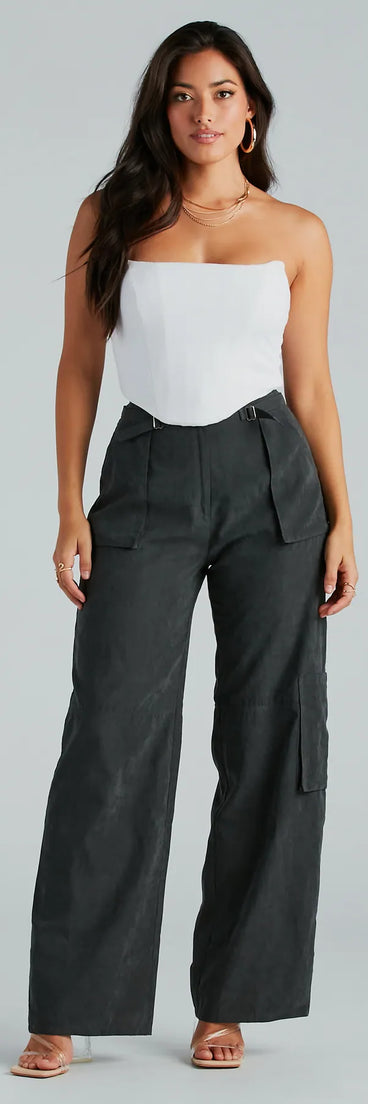 Trendy Girl Wide-Leg Cargo Twill Pants