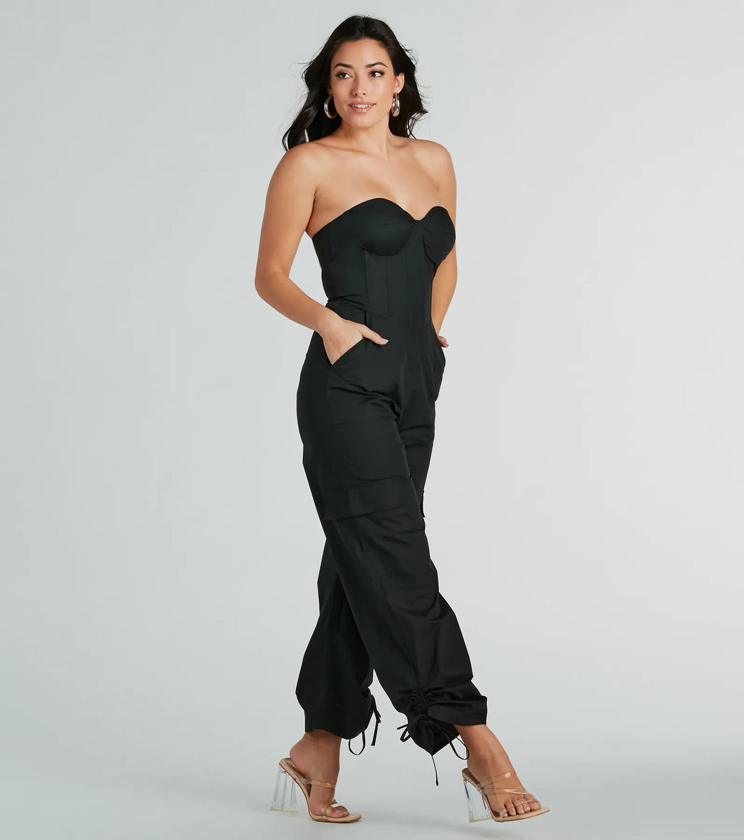 Strapless w/Waist Tie Jumpsuit