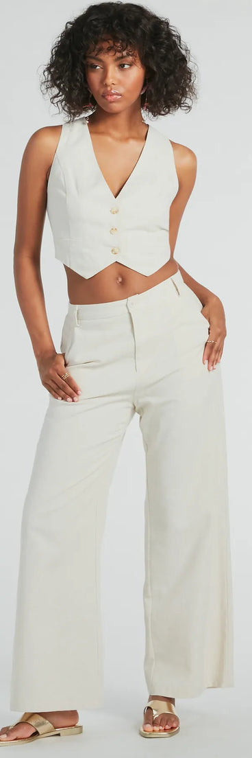 Cutest Babe Wide Leg Linen Trouser Pants