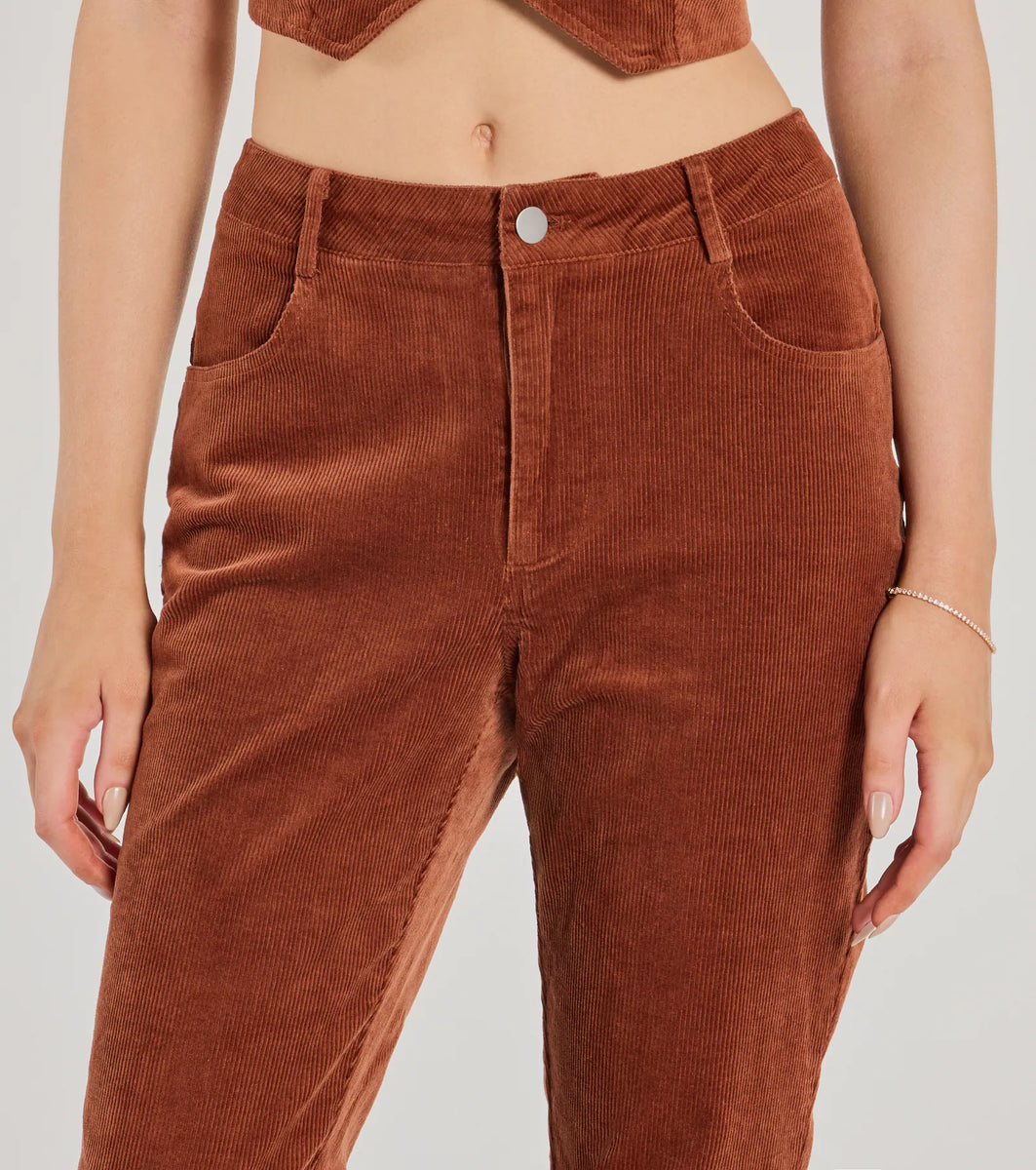 AMOMENTO CORDUROY FLARED PANTS 0 ブラウン Women Joni Corduroy Alpine Bark at AG Jeans Official Store