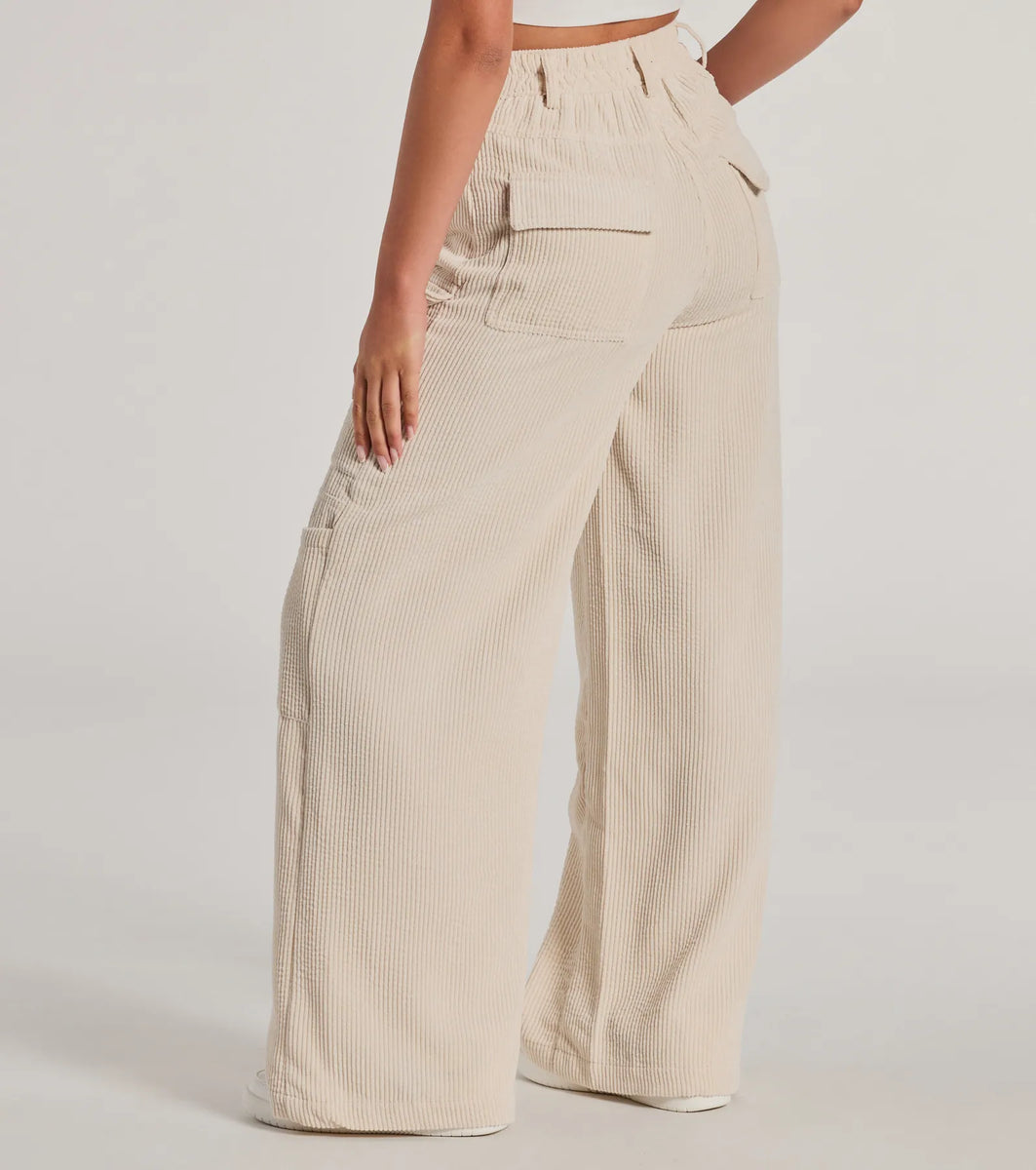 【YOURNUS】Mel Corduroy Crop Cargo Pants 06302-