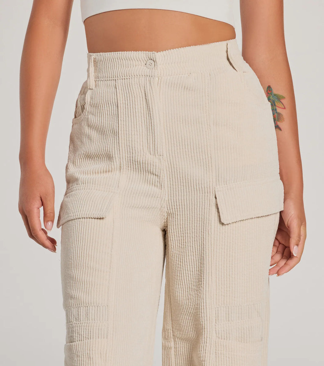 Essential High-Rise Corduroy Wide-Leg Cargo Pants | Windsor Essential High-Rise Corduroy Wide-Leg Cargo Pants | Windsor