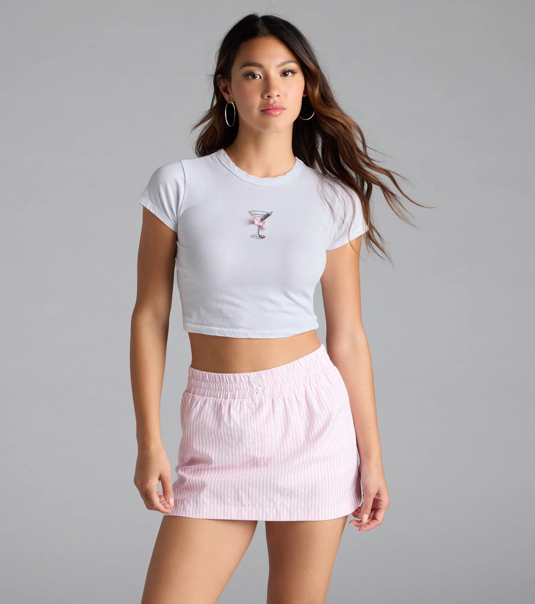 Just A Girl Mid-Rise Striped Boxer Skort | Windsor