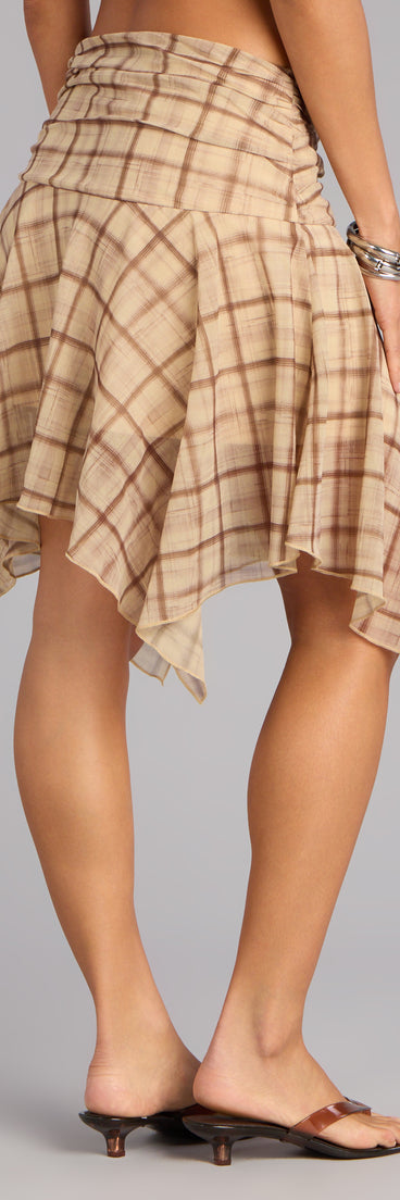 Daydream Flow Plaid Chiffon Skirt