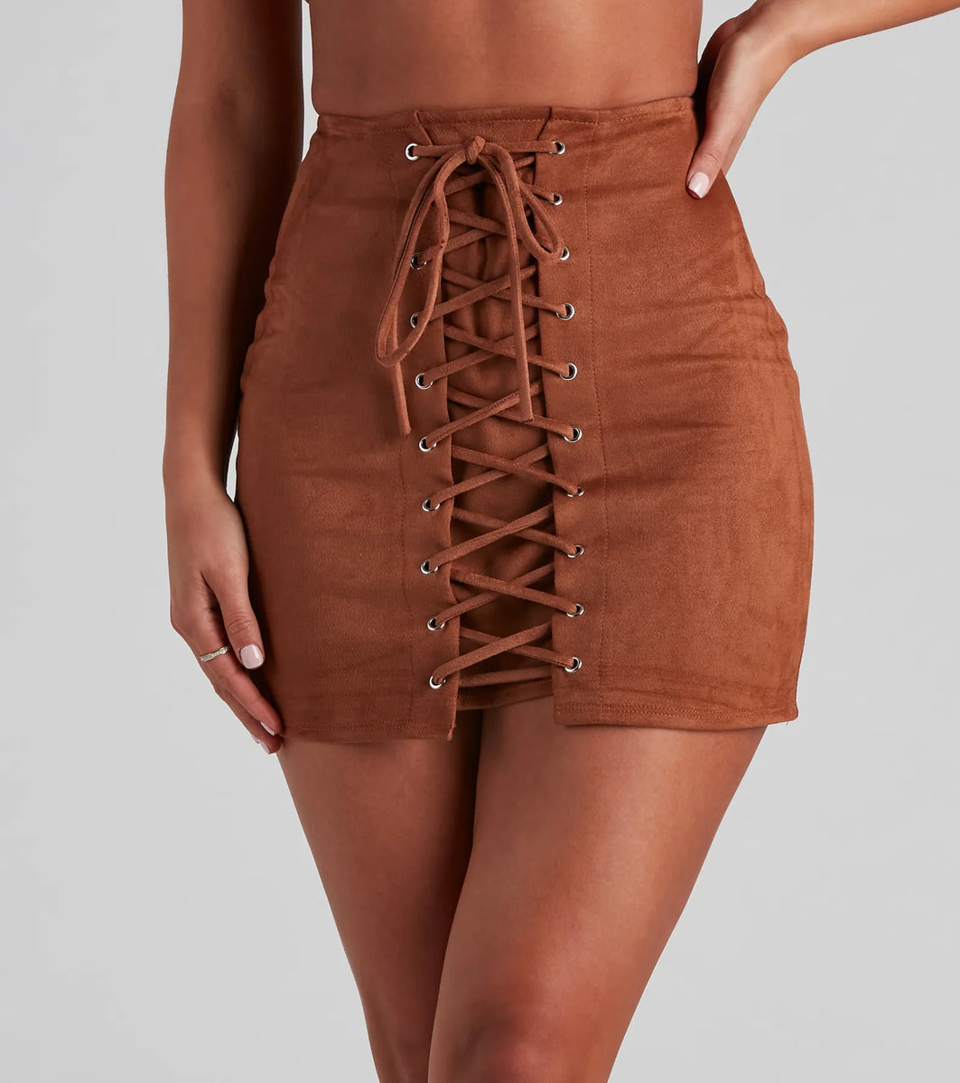 andmary Sonia lace up mini skirt ブラウン Sonia lace up mini skirt