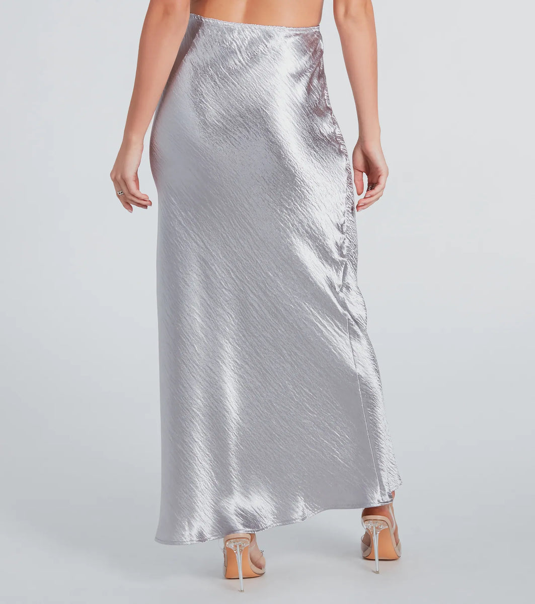 Iconic Sheen Crinkle Satin Maxi Skirt | Windsor