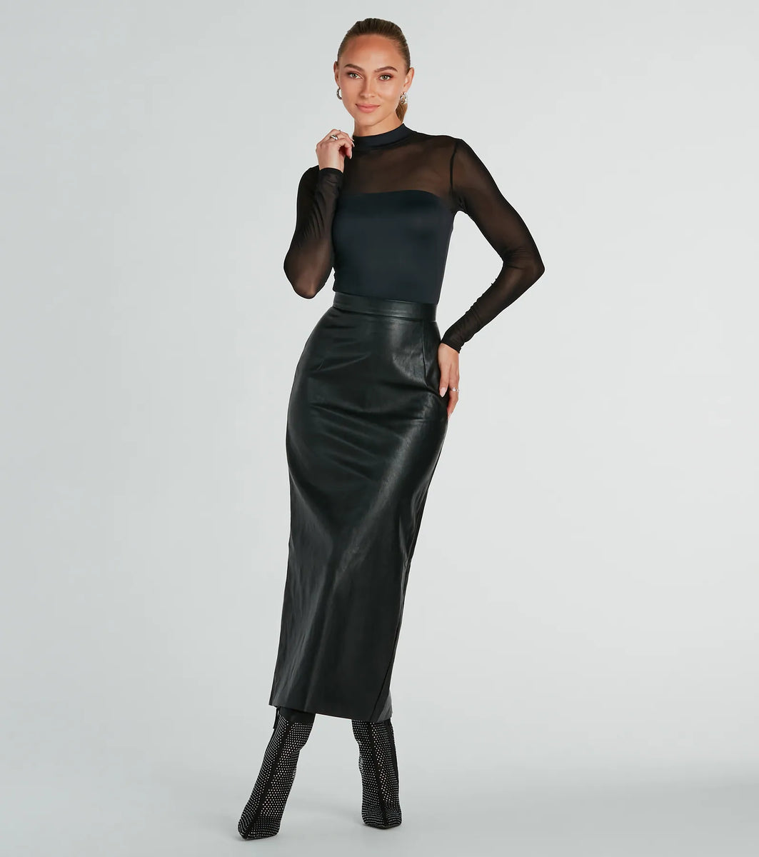Be The Moment Faux Leather High-Rise Maxi Skirt | Windsor