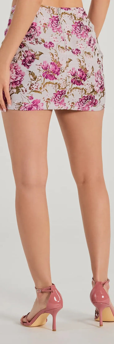 Easily Beloved High-Rise Floral Tapestry Mini Skirt