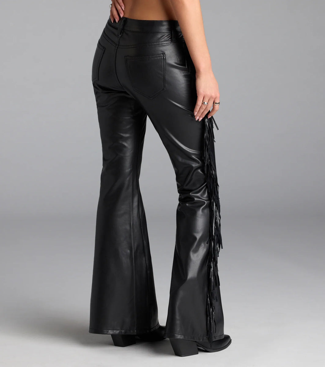 Spicing Things Up Mid-Rise Flare Fringe Pants Windsor