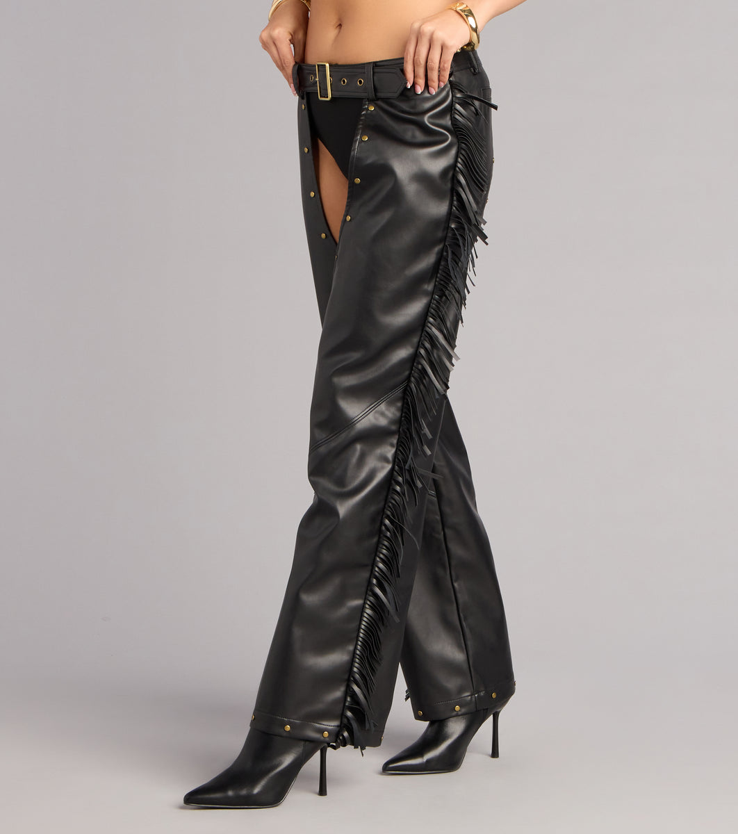 Outlaw Mood Faux Leather Fringe Chaps | Windsor Outlaw Mood Faux Leather Fringe Chaps | Windsor