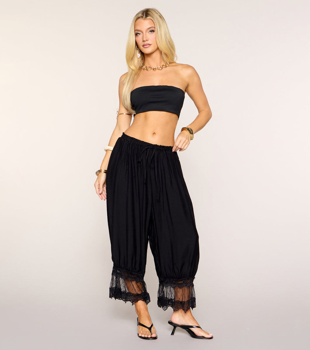 Soft Volume Lace-Trim Balloon Cropped Pants | Windsor