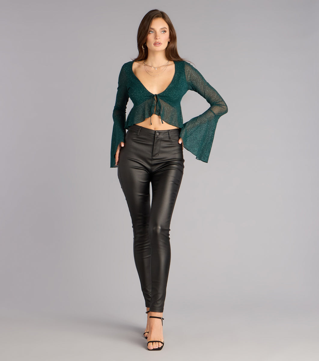 High-Rise Coated Skinny Pants | Windsor