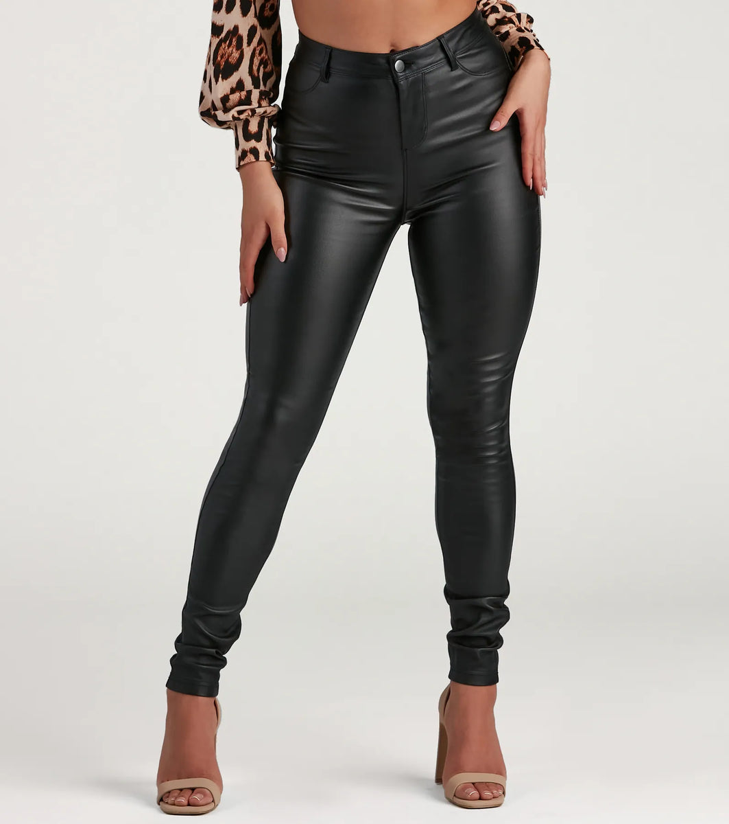 High-Rise Coated Skinny Pants | Windsor