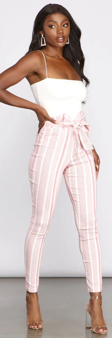 High Waist Skinny Striped Pants
