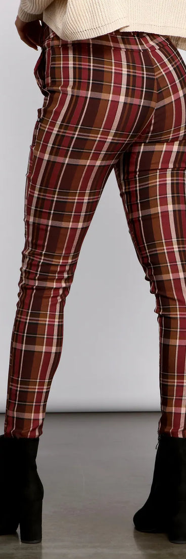 Preppy and Poised Plaid Skinny Pants