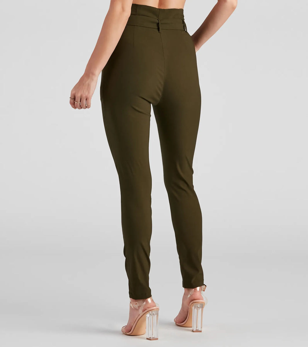 High Waist Paperbag Skinny Dress Pants Windsor - Main Image