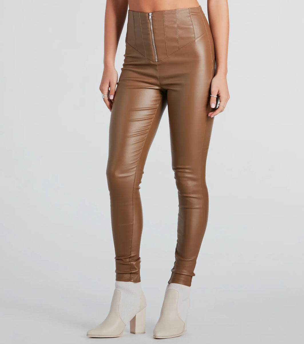 Edgy Babe Coated Faux Leather Skinny Pants | Windsor