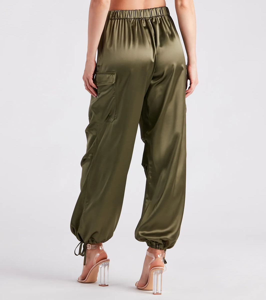 Pulling Strings Satin High-Rise Cargo Pants | Windsor Pulling Strings Satin High-Rise Cargo Pants | Windsor