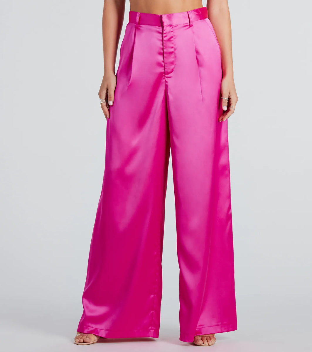 Power Vibe Satin Wide-Leg Trouser Pants | Windsor Power Vibe Satin Wide-Leg Trouser Pants | Windsor