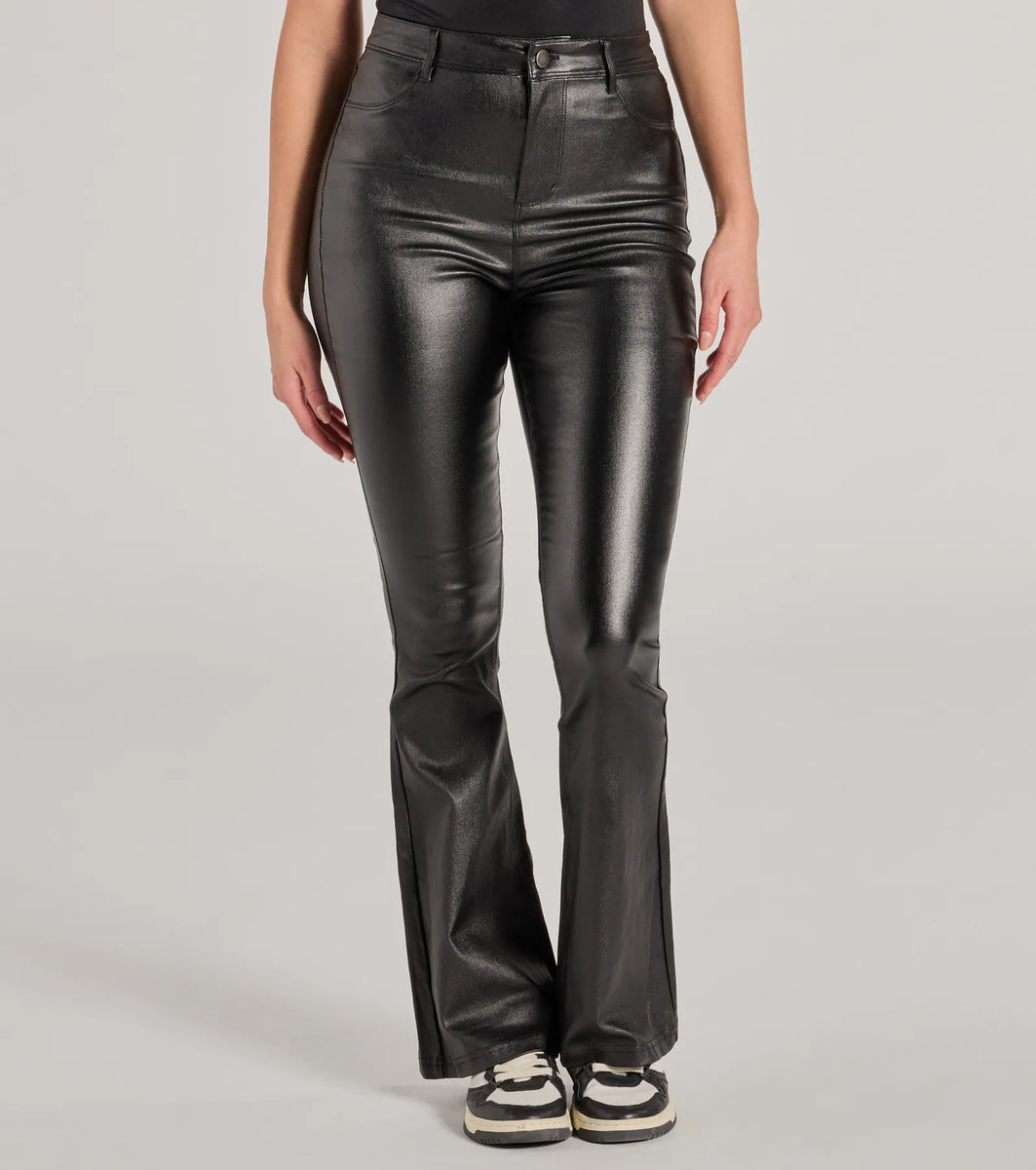 Sleek Business High-Rise Faux Leather Flare Pants | Windsor Sleek Business High-Rise Faux Leather Flare Pants | Windsor