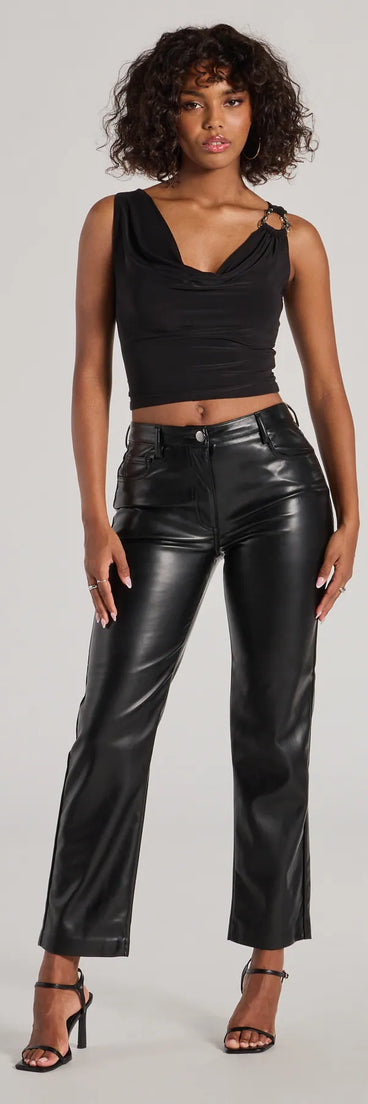 Upgrade your style game for 2025 with the Nine To Five Straight-Leg Crepe Trouser Pants in red, perfect for any fashion-forward wardrobe.