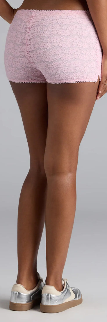 Designed for campus outfits, sleek workwear, and on-the-go moments, the Flirty And Fab Lace Hot Shorts are trendy pink bottoms for women bringing effortless fall versatility.