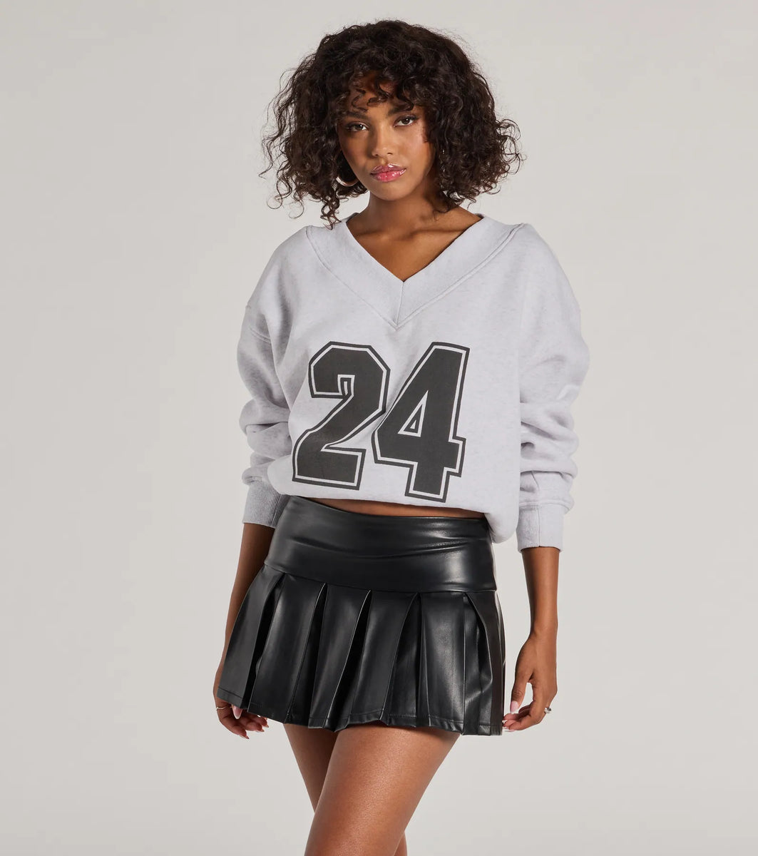 Playful Pleats Faux Leather Drop Waist Skort | Windsor