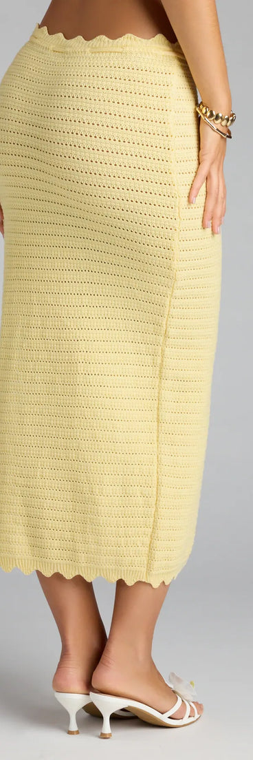 Style up your rotation with the Sweet Like Summer Crochet Maxi Skirt , a trendy yellow skirt made to anchor every outfit with attitude and ease.