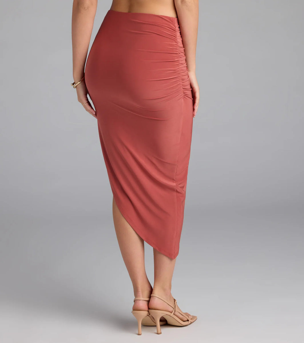 Always Happy Hour High-Rise Slit Midi Skirt | Windsor