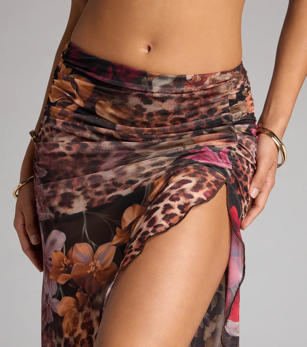スカート OHOTORO Floral Skirt もか様専用】OHOTORO Floral Flared Skirt black - メルカリ