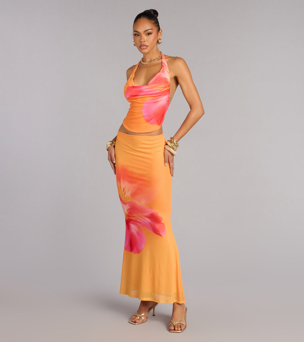 Sunset Mood Tropical Floral Maxi Skirt | Windsor