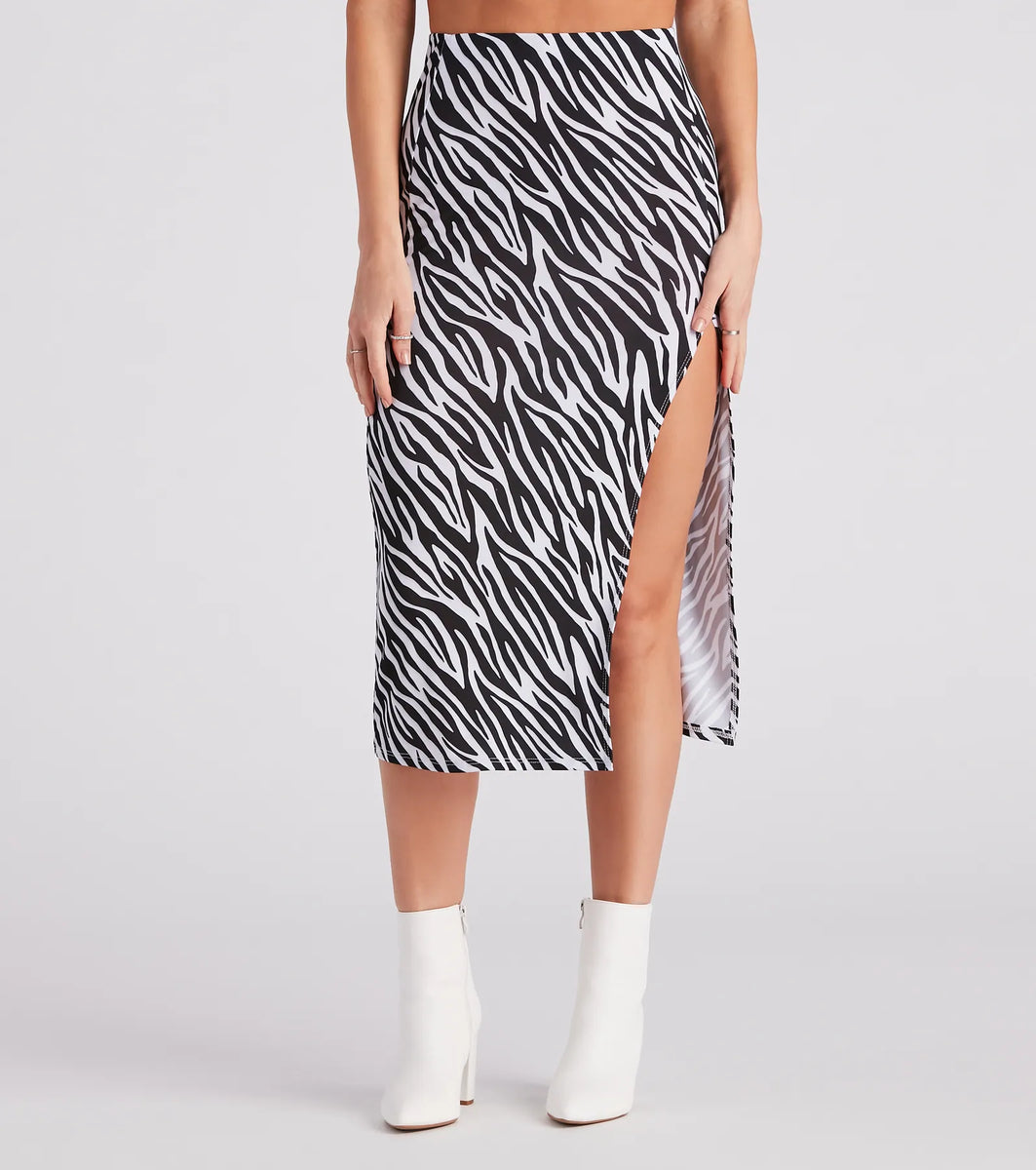 りえさま* size120 Wild Style Zebra Print Midi Skirt | Windsor