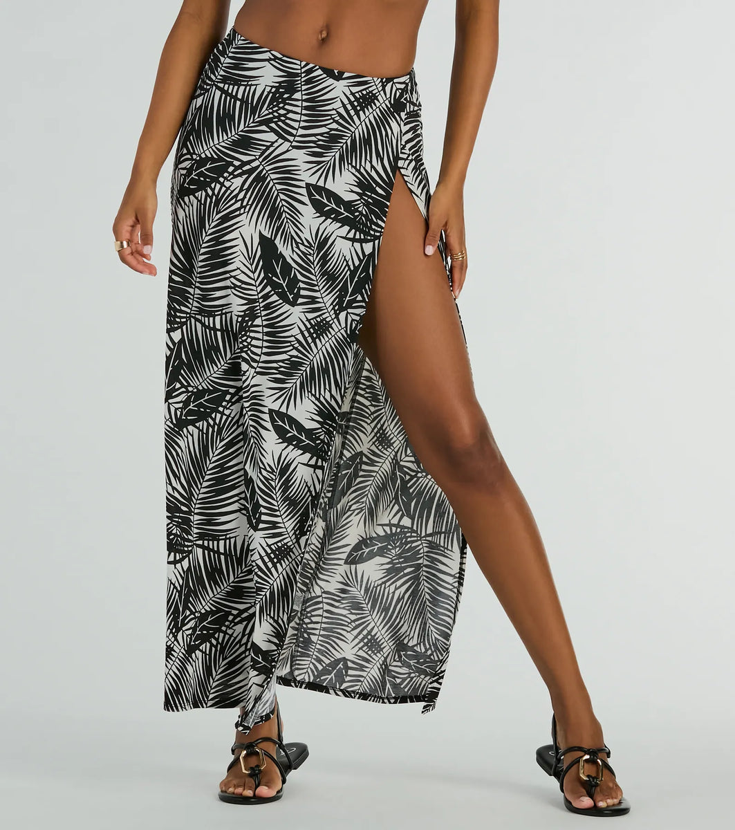 Tropical Vibes High Slit Wrap Maxi Skirt | Windsor