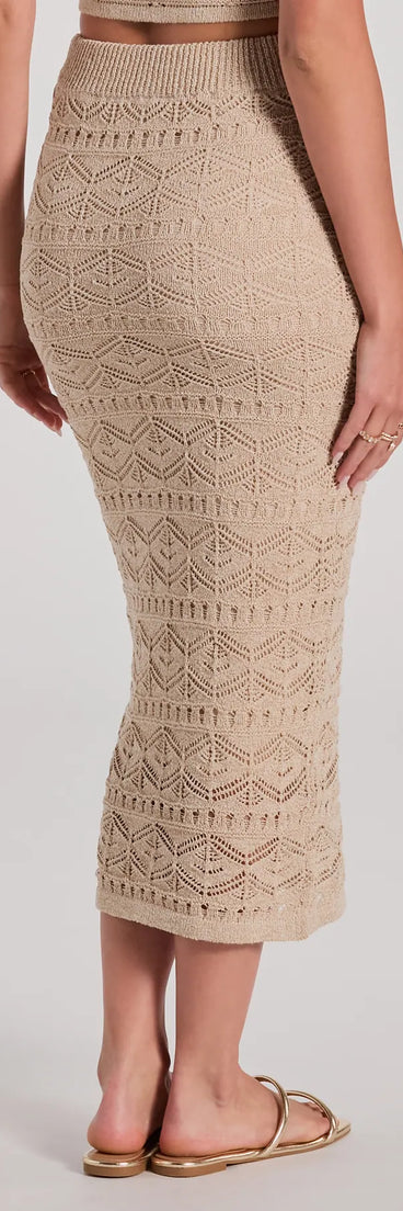 Blissful View High Rise Crochet Midi Skirt