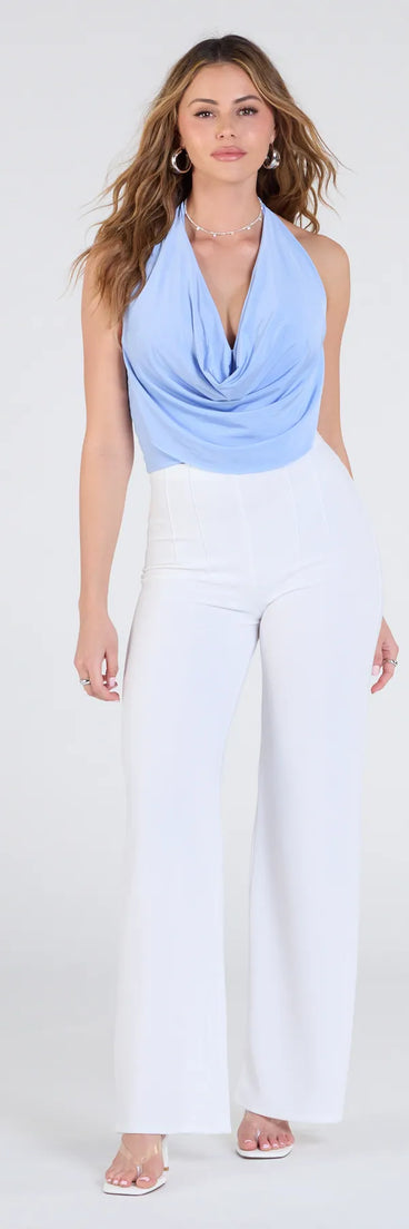 Create bold, fashion-forward looks for summer with the On The Go High-Rise Crepe Trouser Pants in ivory, a must-have piece from Windsor’s collection of stylish bottoms for women.