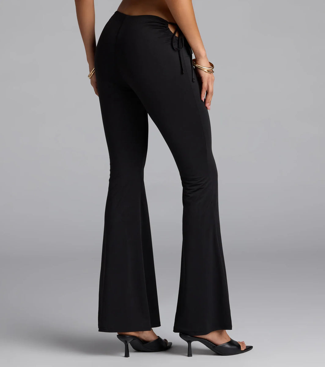 Sleek Look Mid-Rise Cutout Flare Pants | Windsor