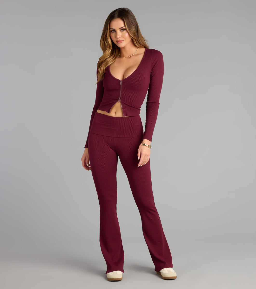 Chill Time Rib Knit Flare Pants | Windsor