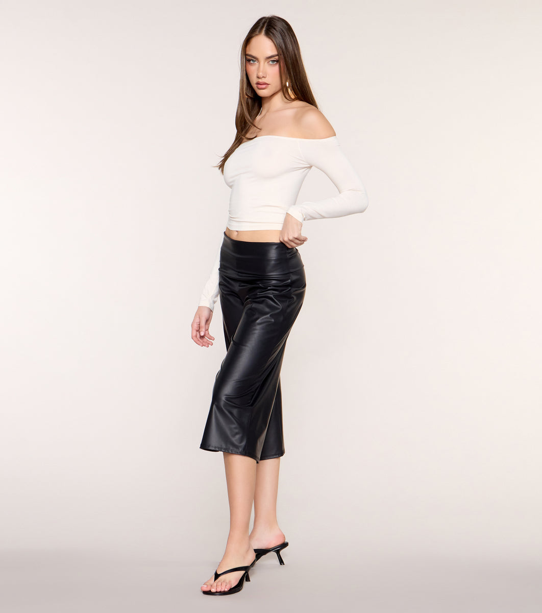 Wide Angle Faux Leather Gaucho Pants | Windsor