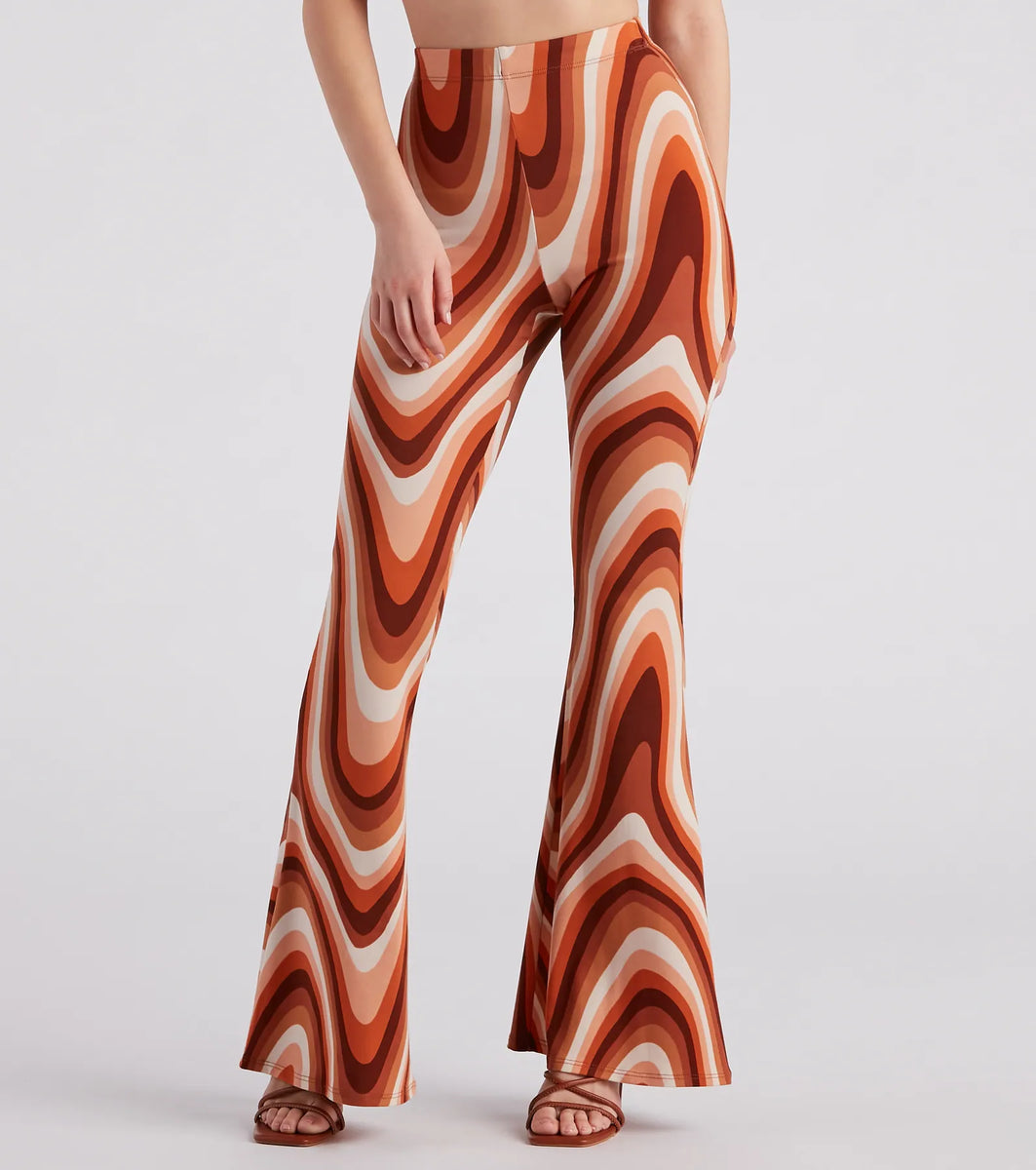 Move It Groove It Swirl Print Flare Pants | Windsor