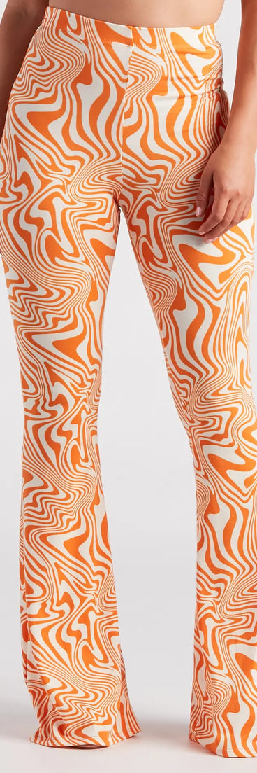 Total Jetsetter Swirl Print Flare Pants