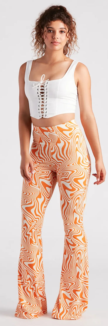 Total Jetsetter Swirl Print Flare Pants