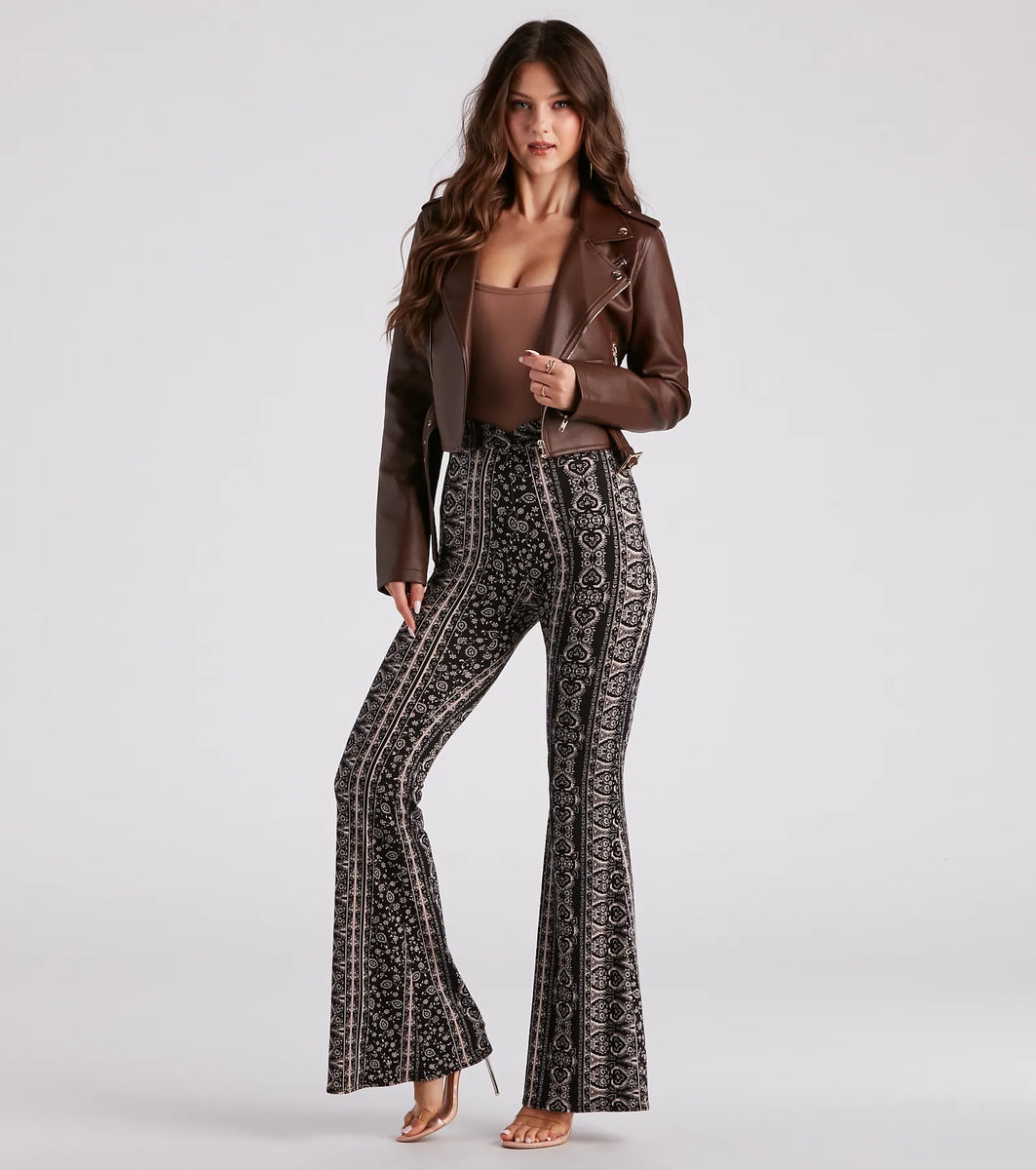 パンツ POPPY JACQUARD HALF FLARE PANTS jacquard half flare pants (blue flower) – POPPY
