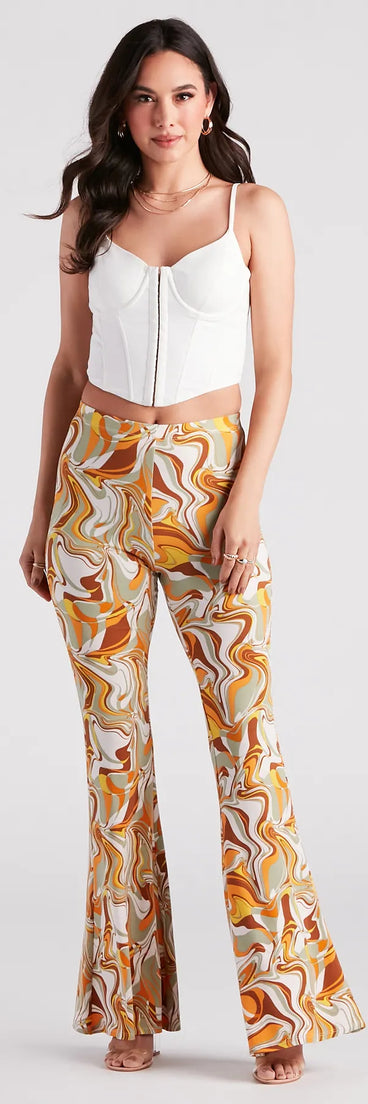 Swirl Of Attraction Printed Flare Pants